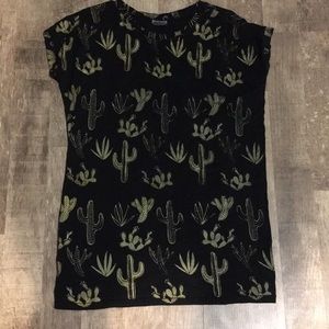 Black/gold cactus dress | hand printed | oversized